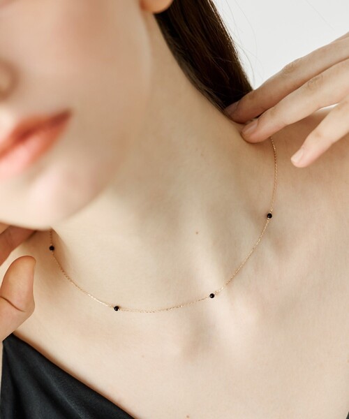 ete（エテ） ネックレス 「レイヤー」 K10YG ブラックカルセドニー