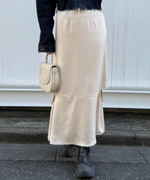 HONEY MI HONEY（ハニーミーハニー） スカート satin cutoff skirt