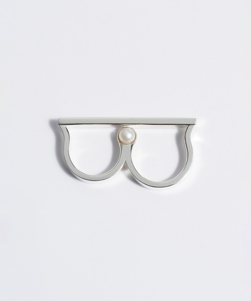 LAMBDA（ラムダ） 指輪 リング パールダブルフィンガーリング メンズ