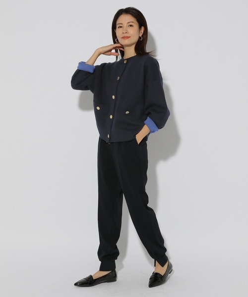 Elura カーディガン ダブルフェイスボタンカーディガン/324912