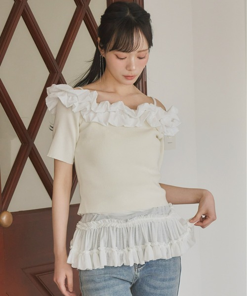 paloma wool 淡い水色 オフショルダー ニットセーター ビビッドレディ VIVIDLADY オフショルダーニット レディース 秋