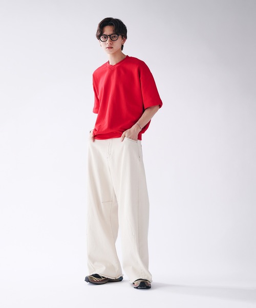 Adoon plain tシャツ Shallow V-neck Short Sleeve Sweat / 浅Vネック