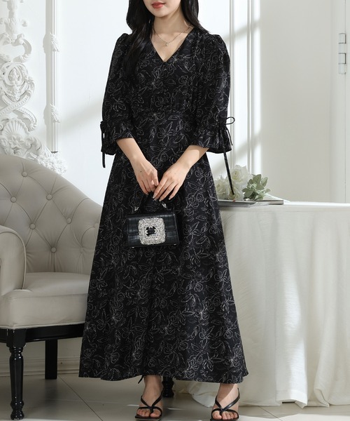Lace Ladies（レースレディース） ワンピース ボタニカル柄 Vネック