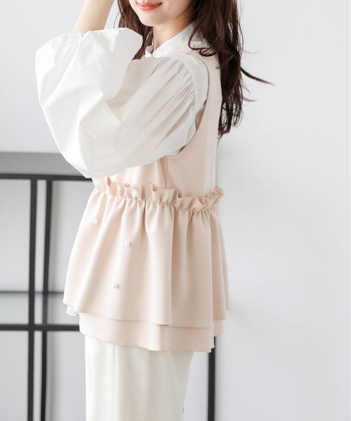 ベスト ジレ 夏 パールフリルペプラムベスト レディース : ZOZOTOWN