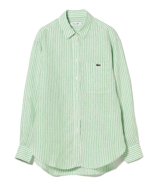LACOSTE ブラウス シャツ / リネン ストライプ オーバー サイズ