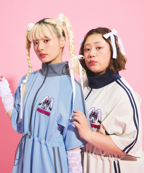 PUNYUS ワンピース Rabbit girl半袖トラックワンピース