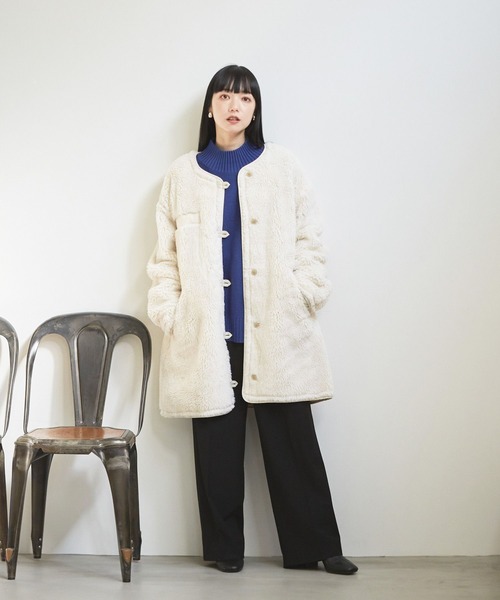 LOWRYS FARM（ローリーズファーム） ノーカラーコート FREE アイボリー