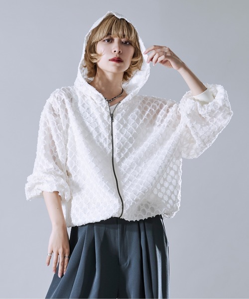 Ellno Loset ブルゾン アウター シアーフリンジジャガード