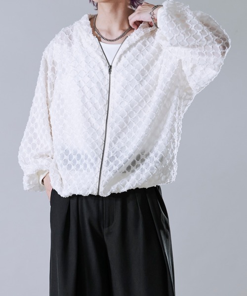 Ellno Loset ブルゾン アウター シアーフリンジジャガード