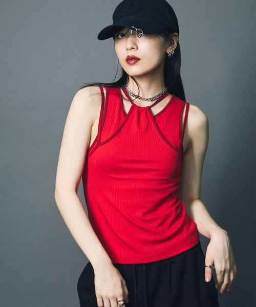 タンクトップ ノースリーブ 「led.tokyo」HAULTERNECK TANK TOP SET/ホルターネックタンクセット レディース