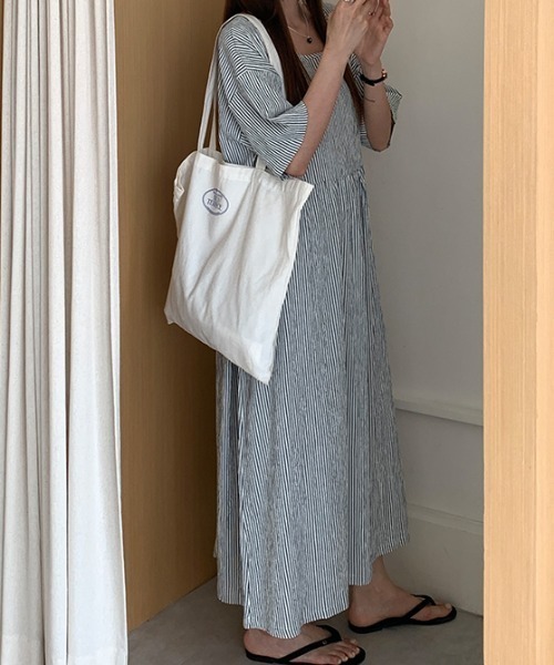 FAVORITO ワンピース シンプルストライプ柄ワンピース