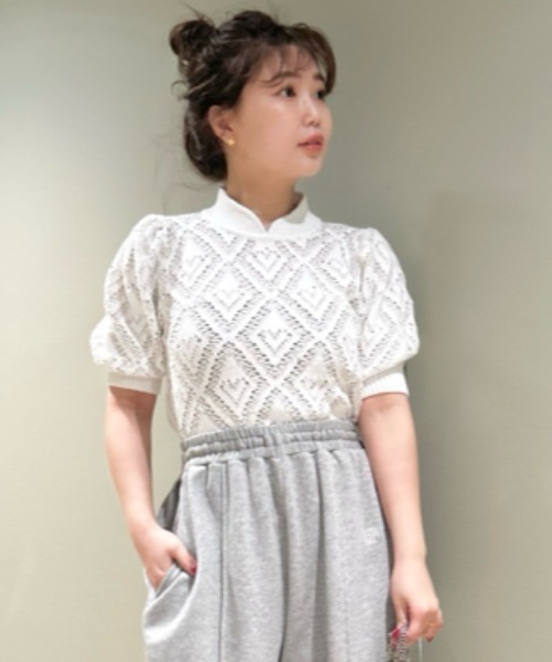 「LILY BROWN」 半袖ニット FREE ブルー レディース LILY BROWN 「LILY BROWN」 半袖ニット FREE ブルー レディース