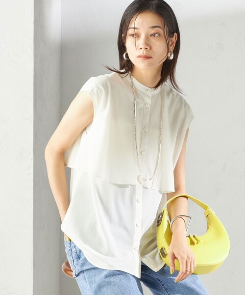 SHIPS for women / シップスウィメン 〈手洗い可能〉シアー トリコット フレア ヨーク ノースリーブ ブラウス SHIPS ブラウス シャツ 「手洗い可能」シアー トリコット フレア