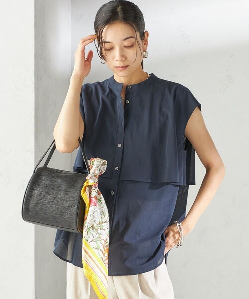 SHIPS（シップス） ブラウス シャツ 「手洗い可能」シアー トリコット