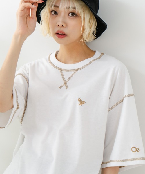【OUTDOOR EXCHANGE/アウトドアエクスチェンジ】×【ZERO STAIN/ゼロステイン】コラボ 配色 3本針ステッチ クルーネック Tシャツ main image 1