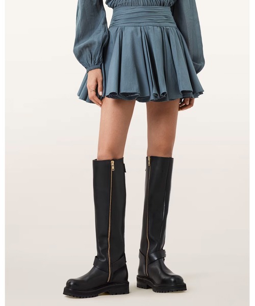 ALLSAINTS スカート TULIP BLUE COTTON MINI SKIRT ブルー コットン