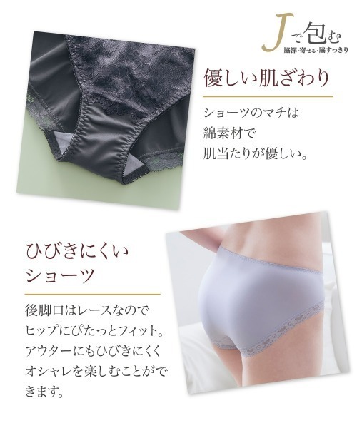 ニッセン（nissen） ブラジャー ショーツセット Jで包む脇高タック入り
