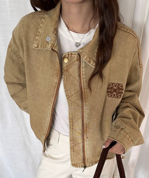 Sibra（シブラ） デニムジャケット gジャン 2WAYレース襟付きデニム