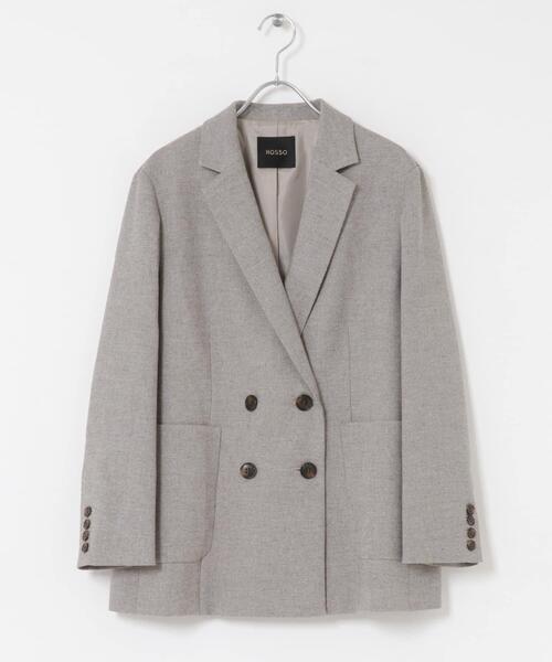 コート アウター ツイードテーラードダブルジャケット レディース