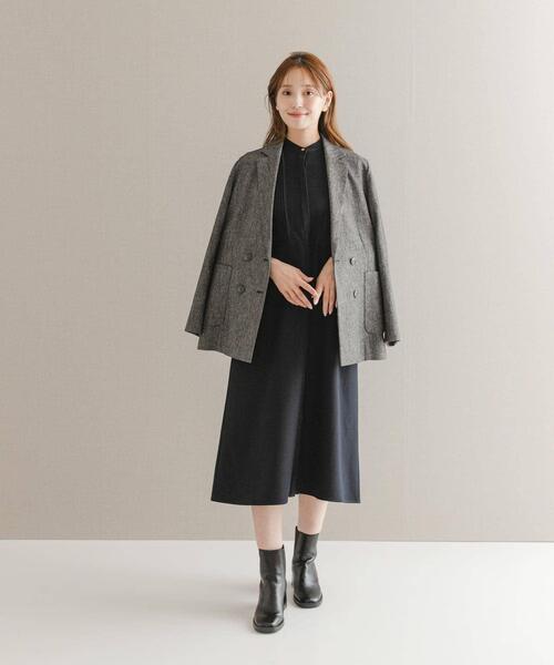 コート アウター ツイードテーラードダブルジャケット レディース