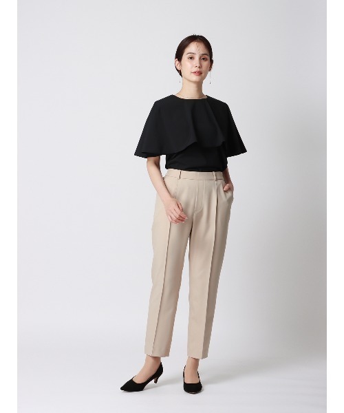 スラックス パンツ CHANTOWA ピンタックテーパードパンツ