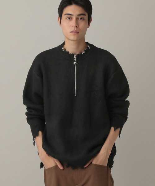 ボーダーズ　ニット　ブラック　ムースセーター 6色展開】ムースタッチボクシーニット / ANY | ファッション通販