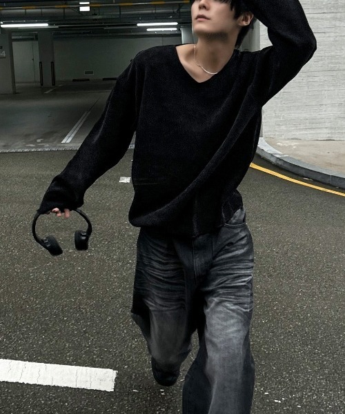 COSYHARU（コシハル） セーター ニット ブリンVネックカットオフニット