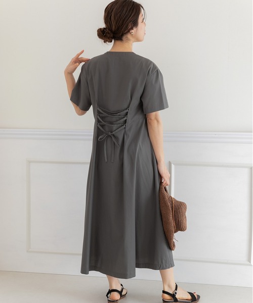 「PREFERIR」 半袖ワンピース LARGE ネイビー レディース_画像9