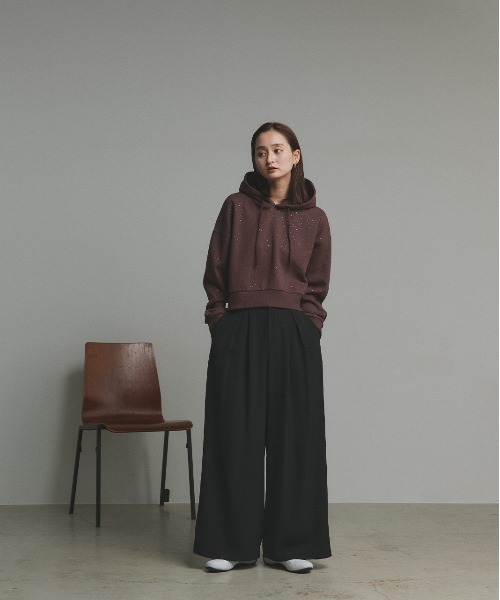 ad thie（アドティエ） パーカー 裏起毛 裏起毛 ショート丈 ラメ