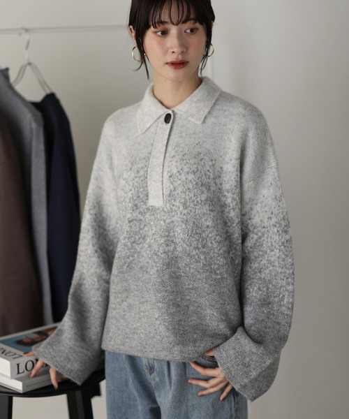 shetila（シェティラ） ニット セーター ラメグラデ ポロ襟スキッパー