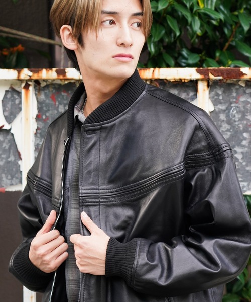 TOWNCRAFT ブラックレザーダービージャケット新品タグ付き TOWNCRAFT（タウンクラフト） ブルゾン アウター LEATHER DERBY JACKET