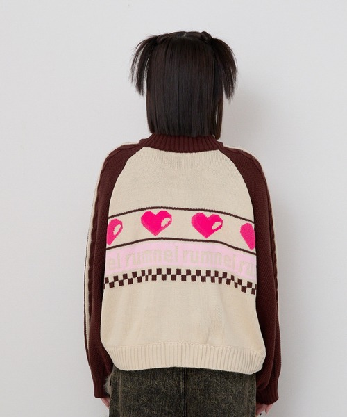 rumnel： ニット セーター ハートジップニットブルゾン / heart zip