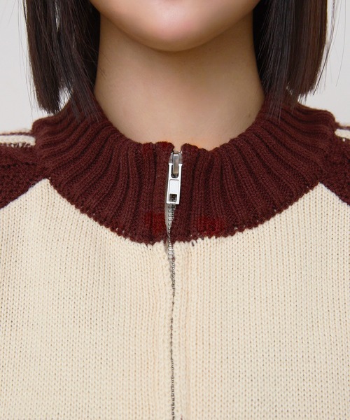 rumnel： ニット セーター ハートジップニットブルゾン / heart zip