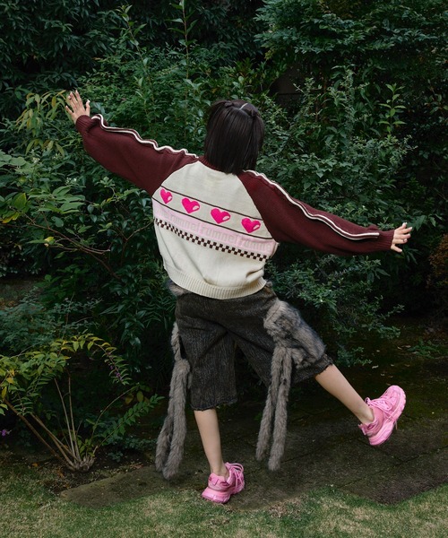 rumnel： ニット セーター ハートジップニットブルゾン / heart zip