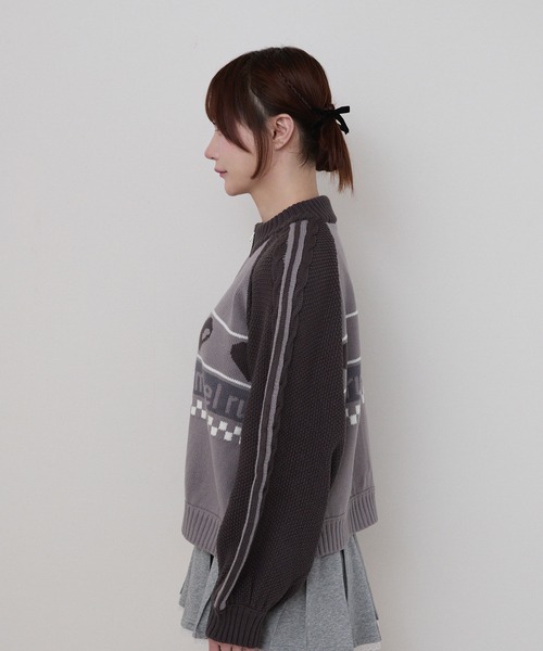 rumnel： ニット セーター ハートジップニットブルゾン / heart zip