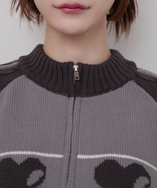 rumnel： ニット セーター ハートジップニットブルゾン / heart zip