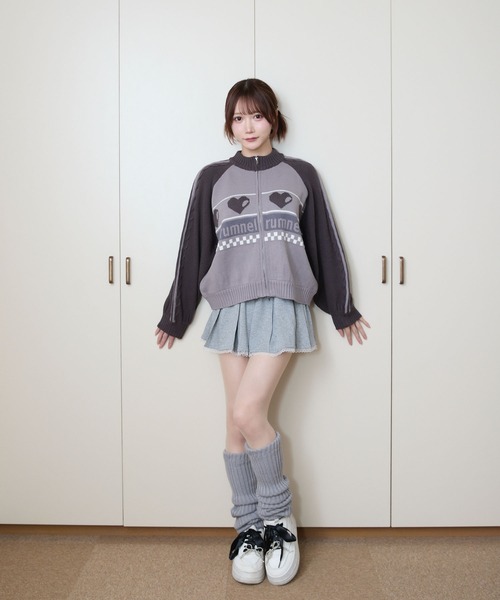 rumnel： ニット セーター ハートジップニットブルゾン / heart zip