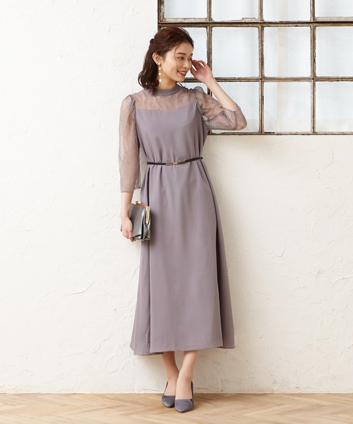 「AIMER」 7分袖ワンピース LARGE グレー レディース_画像2