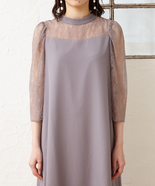 「AIMER」 7分袖ワンピース LARGE グレー レディース_画像8