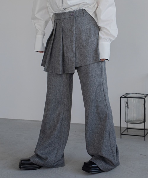 TFW49 レディース　ラッププリーツパンツ　L スラックス パンツ ラッププリーツスラックスパンツ レディース