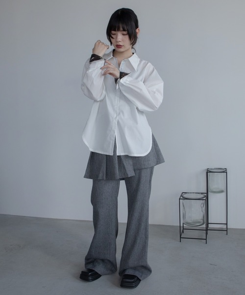 スラックス パンツ ラッププリーツスラックスパンツ レディース