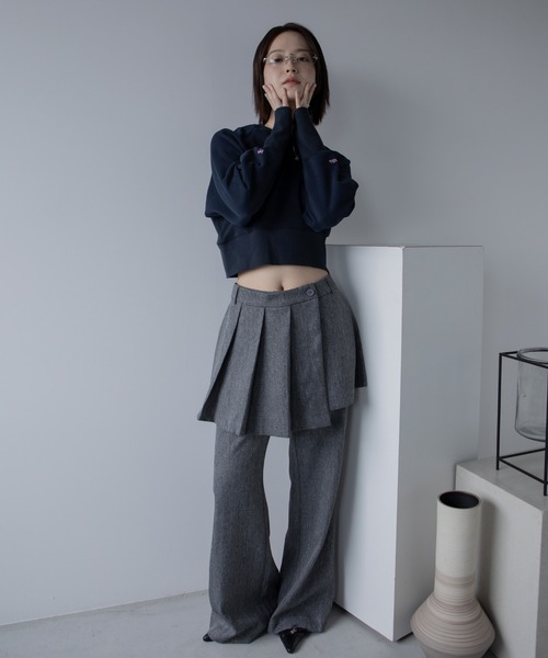 スラックス パンツ ラッププリーツスラックスパンツ レディース