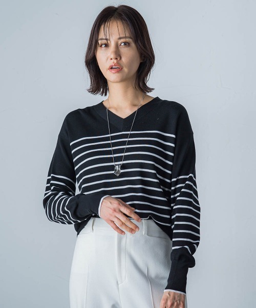 「LAUTREAMONT」 長袖ニット 9号 ブルー レディース_画像7