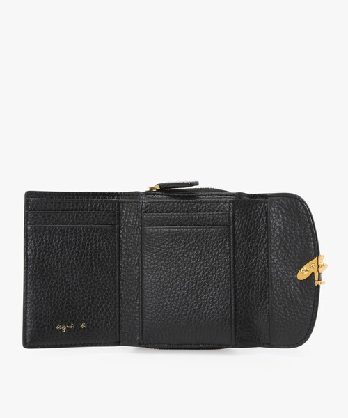 agnes b. アニエスベー 財布 三つ折り 本革 ブラック レザー agnes b.（アニエスベー） 財布 レザー 三つ折り ウォレット”Ingrid
