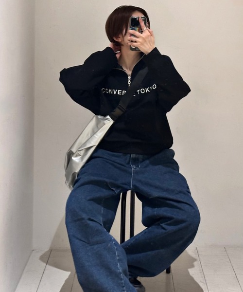 CONVERSE TOKYO トレーナー スウェット BACK STAR HALF-ZIP LOGO SWEAT