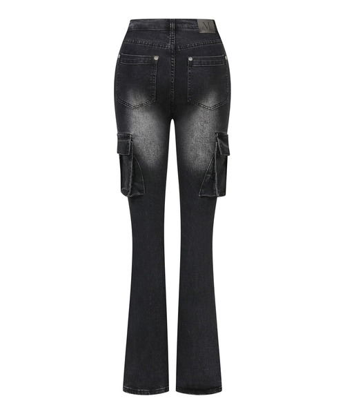 MUCENT ブラックワイドレッグデニム MUCENT（ムセント） ジーンズ デニム デニムパンツ レディース