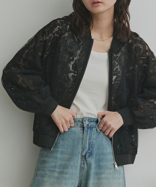 ad thie（アドティエ） ブルゾン アウター シアーレース ジップ 