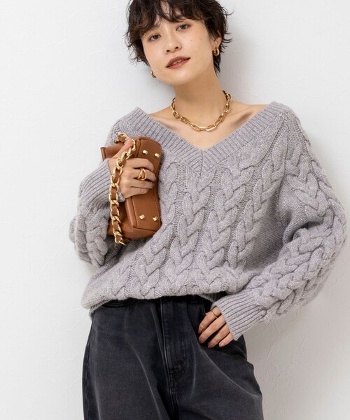 「NOLLEY'S」 長袖ニット FREE グレー レディース_画像7
