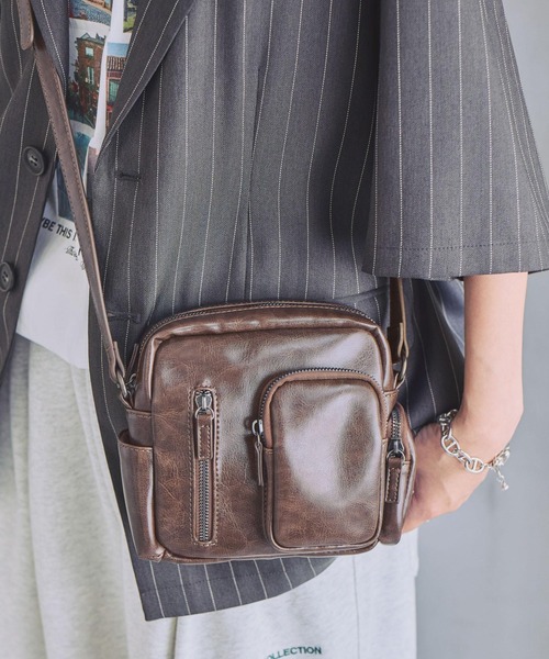 PBLIM ショルダーバッグ バッグ 「UNISEX/8個ポケットで収納可能」8