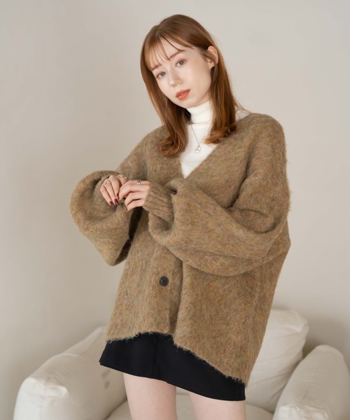 「hinari」 ニットカーディガン FREE ピンク レディース_画像6